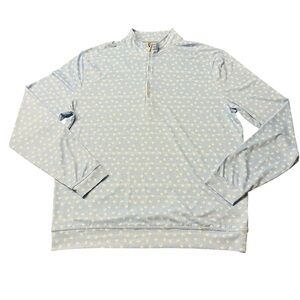 JOHNNIE-O MEN’S LIGHT BLUE PALM PRINT 1/4 ZIP PULLOVER SURF SWIM TOP SIZE MEDIUM